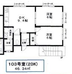 LMハイツ 2DKの間取図画像