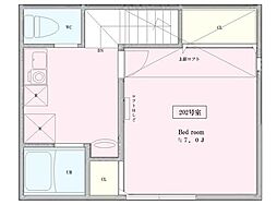 bright shimomaruko 2階1Kの間取り