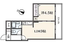 パン・シティハイム六ツ川 1LDKの間取図画像