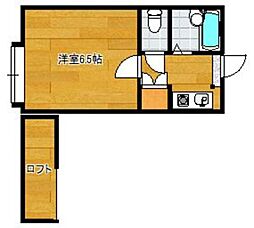 南里エクシード 1Kの間取図画像