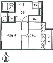 ヌーベルハイツ西新井 1階2DKの間取り
