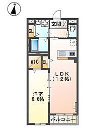 レヴメゾン神山六番館 1LDKの間取図画像
