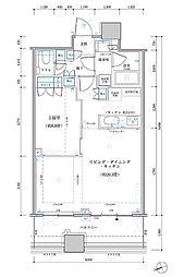 パークタワー勝どき　サウス棟 14階1LDKの間取り