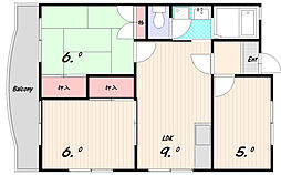 落合ハイツ 3階3LDKの間取り