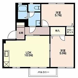 グランドール・K 2LDKの間取図画像