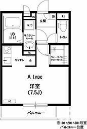 リブリ・松風 2階ワンルームの間取り