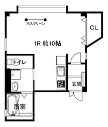 荒川ビル 2階ワンルームの間取り