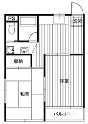 パークヒルズ美堀 1階2DKの間取り