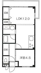 ハイツK&T 1LDKの間取図画像