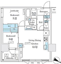 渋谷区東3丁目マンション 2LDKの間取図画像
