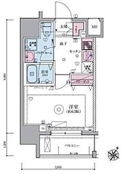 リヴシティ横濱生麦 1Kの間取図画像