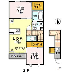 ル　リアン 2階2LDKの間取り