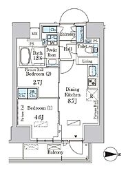 PARKAXIS入谷 2DKの間取図画像