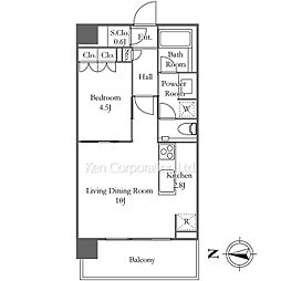 グランドメゾン白金の杜ザ・タワー 1LDKの間取図画像