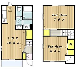 東急こどもの国線 恩田駅 徒歩13分の賃貸テラスハウス 2LDKの間取り