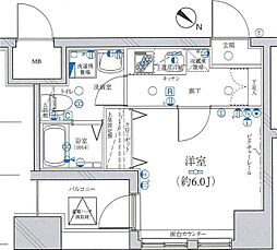 レグラス横浜西口 1Kの間取図画像