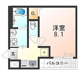 フジパレス枚方牧野2番館 1Kの間取図画像