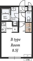 リブリ・ニュータウン 1階1Kの間取り