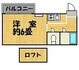 インペリアル・バーレイ 1Kの間取図画像