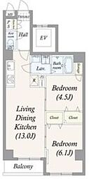 ALPHACOURT町屋 2LDKの間取図画像