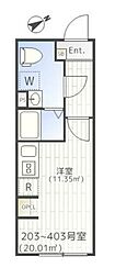 THE PARK EXIA 大崎 ワンルームの間取図画像