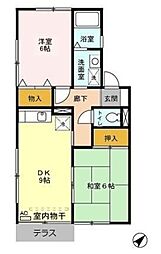 ナチュラルハウスA 2DKの間取図画像