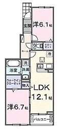 ブリッサ パラシオ 1階2LDKの間取り