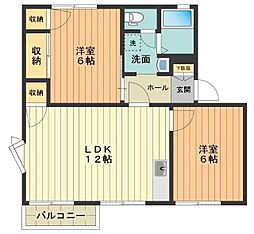 グリーンフレグランス 2階2LDKの間取り