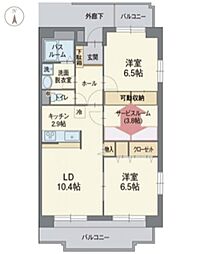 ガーデンヒルズ　アザレア 2階2LDKの間取り