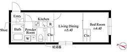 アバンティア西新宿I 2Kの間取図画像