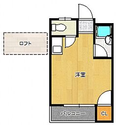 鵜飼パレス西戸崎 ワンルームの間取図画像