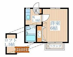 ポライト 2階1Kの間取り