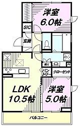 Ｆｏｒｅｓｔ 2階2LDKの間取り