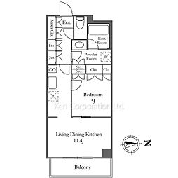 シティカレント代官山 2階1LDKの間取り