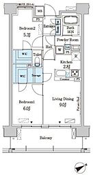 ベルヴュコート柏 2LDKの間取図画像