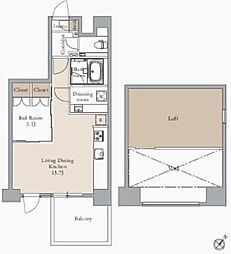 JMF-Residence蔵前二丁目 1LDKの間取図画像