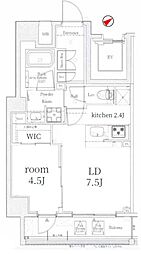 ログ上野駅前 2階1LDKの間取り