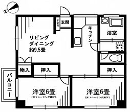 六本木ハイツ 2LDKの間取図画像