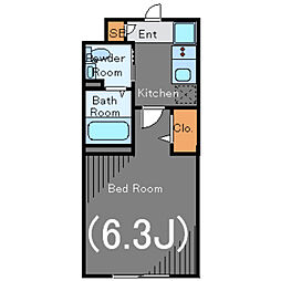 COCOCUBEFUTABA 1Kの間取図画像