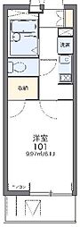 元住吉桜下 1Kの間取図画像