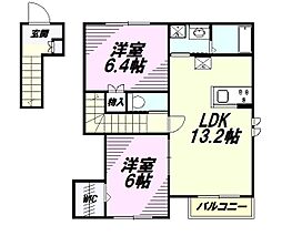 クレールメゾン 2階2LDKの間取り