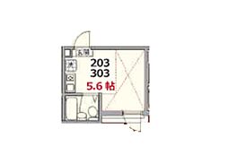 リベルテ北千住 3階ワンルームの間取り