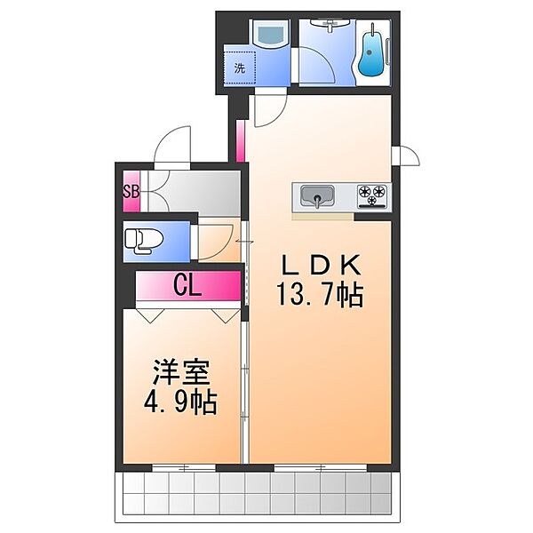 シャーメゾン　ミズホ ｜大阪府泉大津市二田町１丁目(賃貸マンション1LDK・3階・44.01㎡)の写真 その2