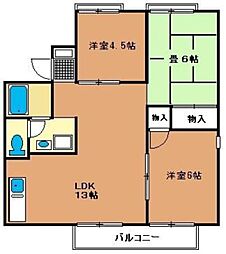 グランドセジュール 2階3LDKの間取り