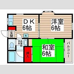 ハイツ遠山 1階2DKの間取り