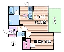 Osaka Metro谷町線 千林大宮駅 徒歩16分の賃貸アパート 2階1LDKの間取り