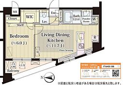 Mia CasaII 8階1LDKの間取り