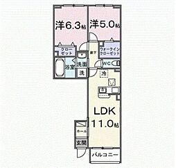 ルミエ ソレイユ 2LDKの間取図画像