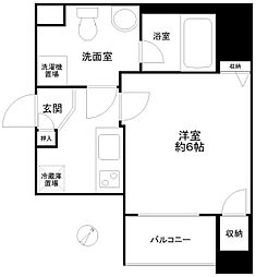 プレール・ドゥーク川崎 7階1Kの間取り