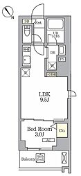 ジオエント横浜関内 1LDKの間取図画像